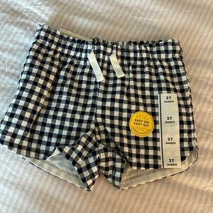 Girls navy gingham shorts
